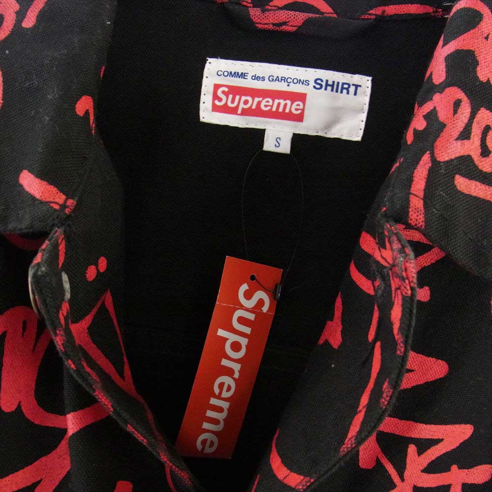 Supreme シュプリーム 18AW  × C.D.G SHIRT Printed Canvas Chore Coat コート ジャケット ブラック系 レッド系 S【中古】