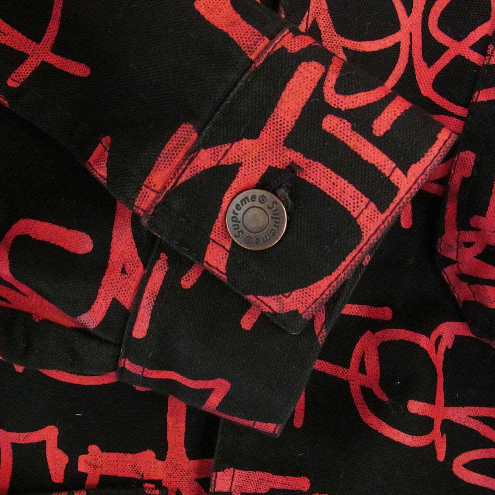 Supreme シュプリーム 18AW  × C.D.G SHIRT Printed Canvas Chore Coat コート ジャケット ブラック系 レッド系 S【中古】