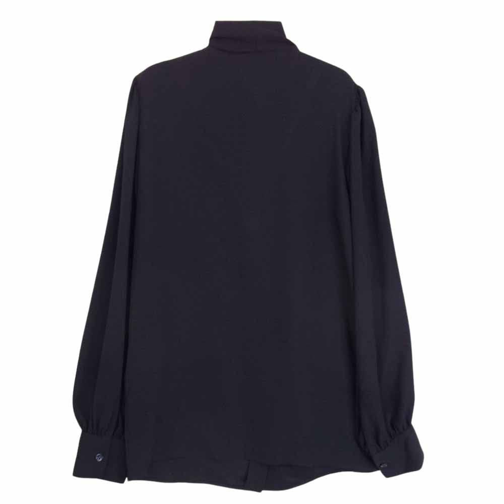 GIVENCHY ジバンシィ BW60NB11QE ポリエステル シフォン ボウタイ シャツ ブラック ネイビー系 34【新古品】【未使用】【中古】