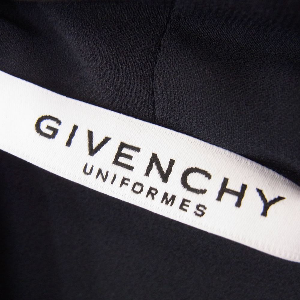 GIVENCHY ジバンシィ BW60NB11QE ポリエステル シフォン ボウタイ シャツ ブラック ネイビー系 34【新古品】【未使用】【中古】