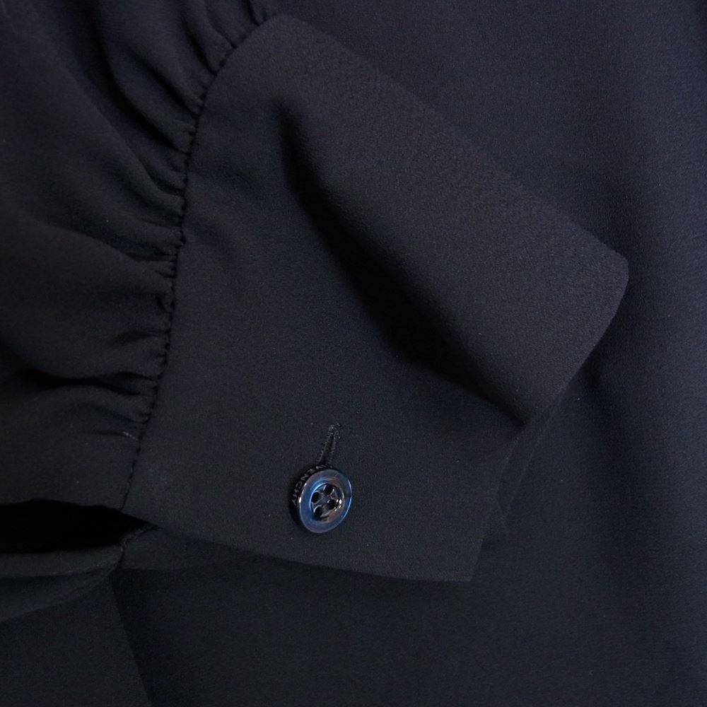 GIVENCHY ジバンシィ BW60NB11QE ポリエステル シフォン ボウタイ シャツ ブラック ネイビー系 34【新古品】【未使用】【中古】