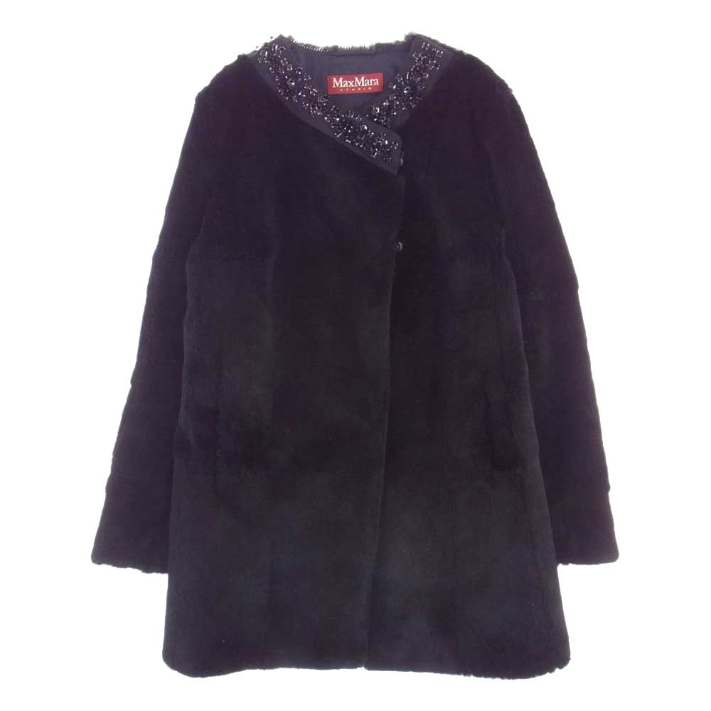 MAX MARA マックスマーラ 64660143 Max Mara Studio マックス マーラ ステュディオ コート ファー ビジュー ブラック系【中古】