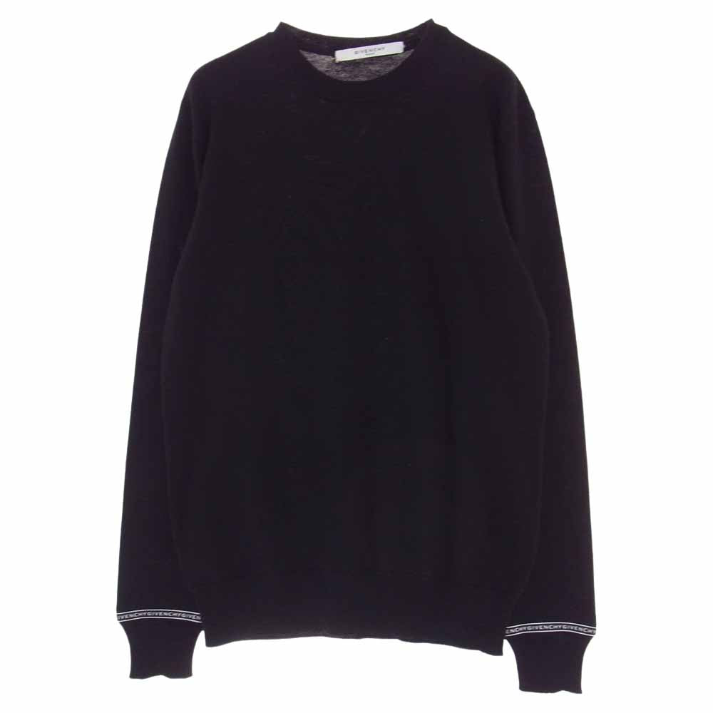 GIVENCHY ジバンシィ BM909N404X テープロゴ ウール クルーネック ニット セーター ブラック系【中古】