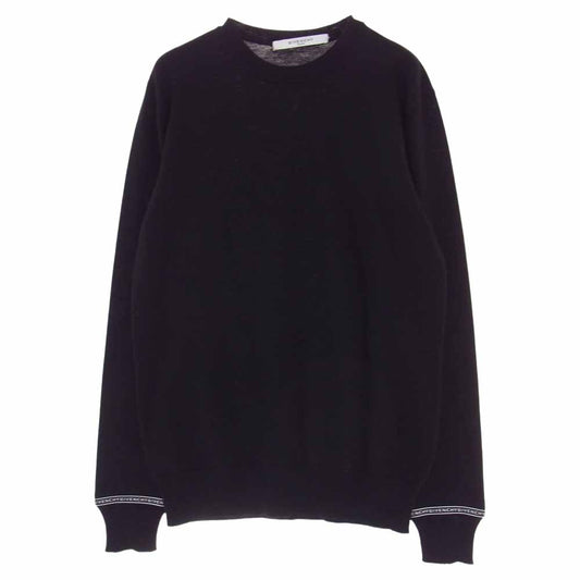 GIVENCHY ジバンシィ BM909N404X テープロゴ ウール クルーネック ニット セーター ブラック系【中古】