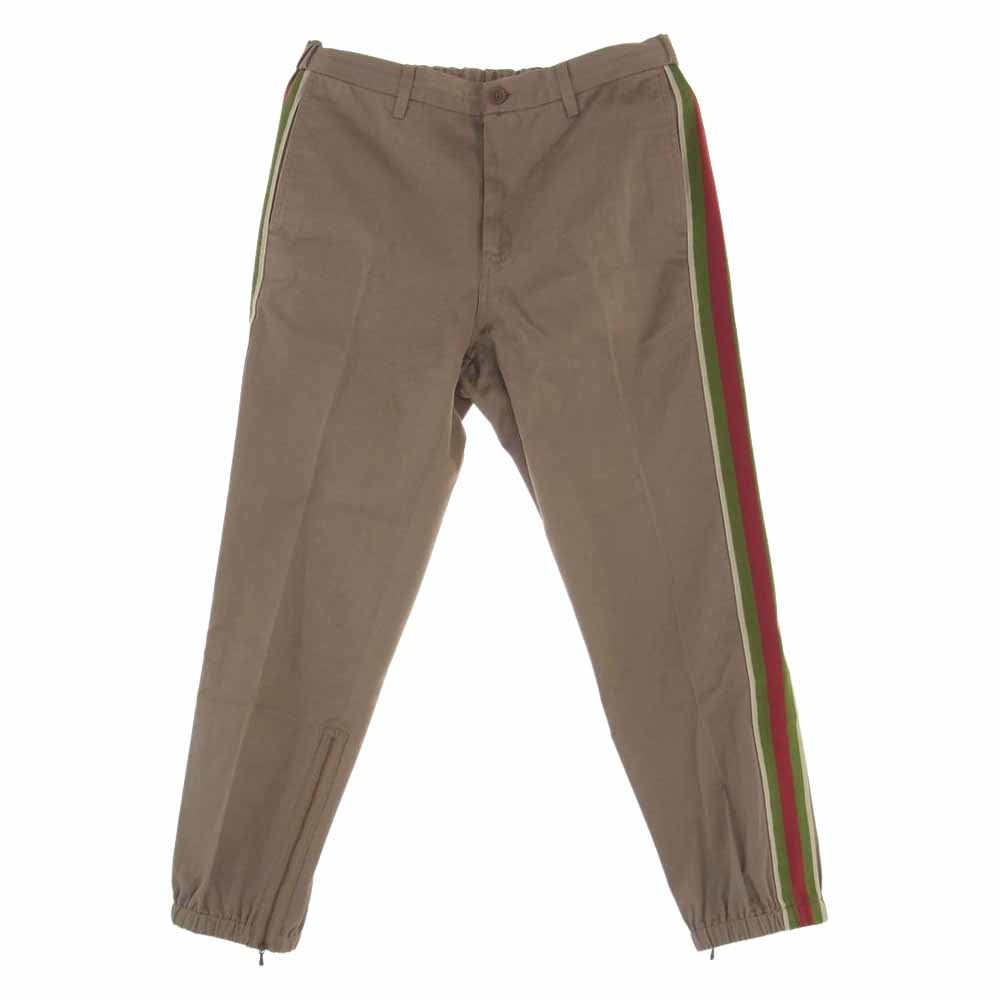 GUCCI グッチ GG コットン サイドライン ジョガーパンツ ライトブラウン系 46【中古】