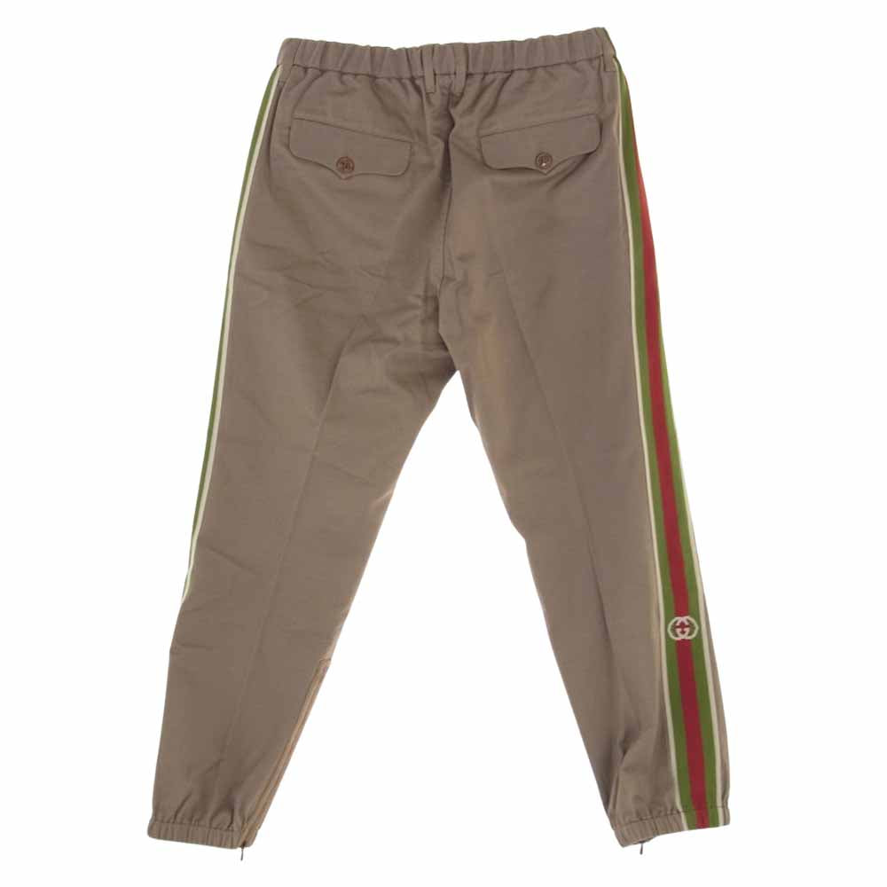 GUCCI グッチ GG コットン サイドライン ジョガーパンツ ライトブラウン系 46【中古】