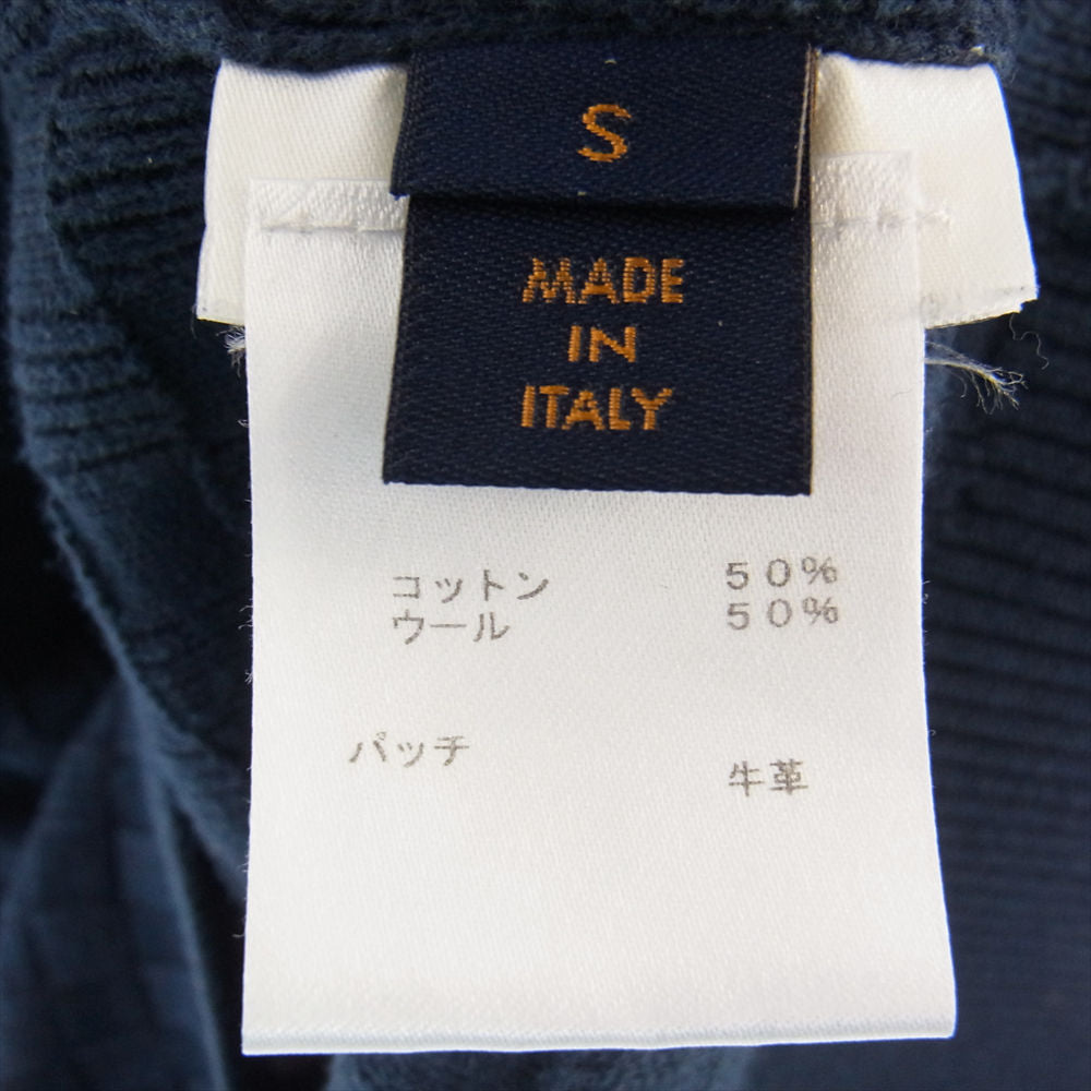 LOUIS VUITTON ルイ・ヴィトン 国内正規品 レザーパッチ ダミエ ドライバーズ ウール ニット フルジップ カーディガン ネイビー系 S【中古】