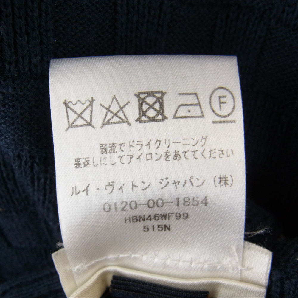 LOUIS VUITTON ルイ・ヴィトン 国内正規品 レザーパッチ ダミエ ドライバーズ ウール ニット フルジップ カーディガン ネイビー系 S【中古】