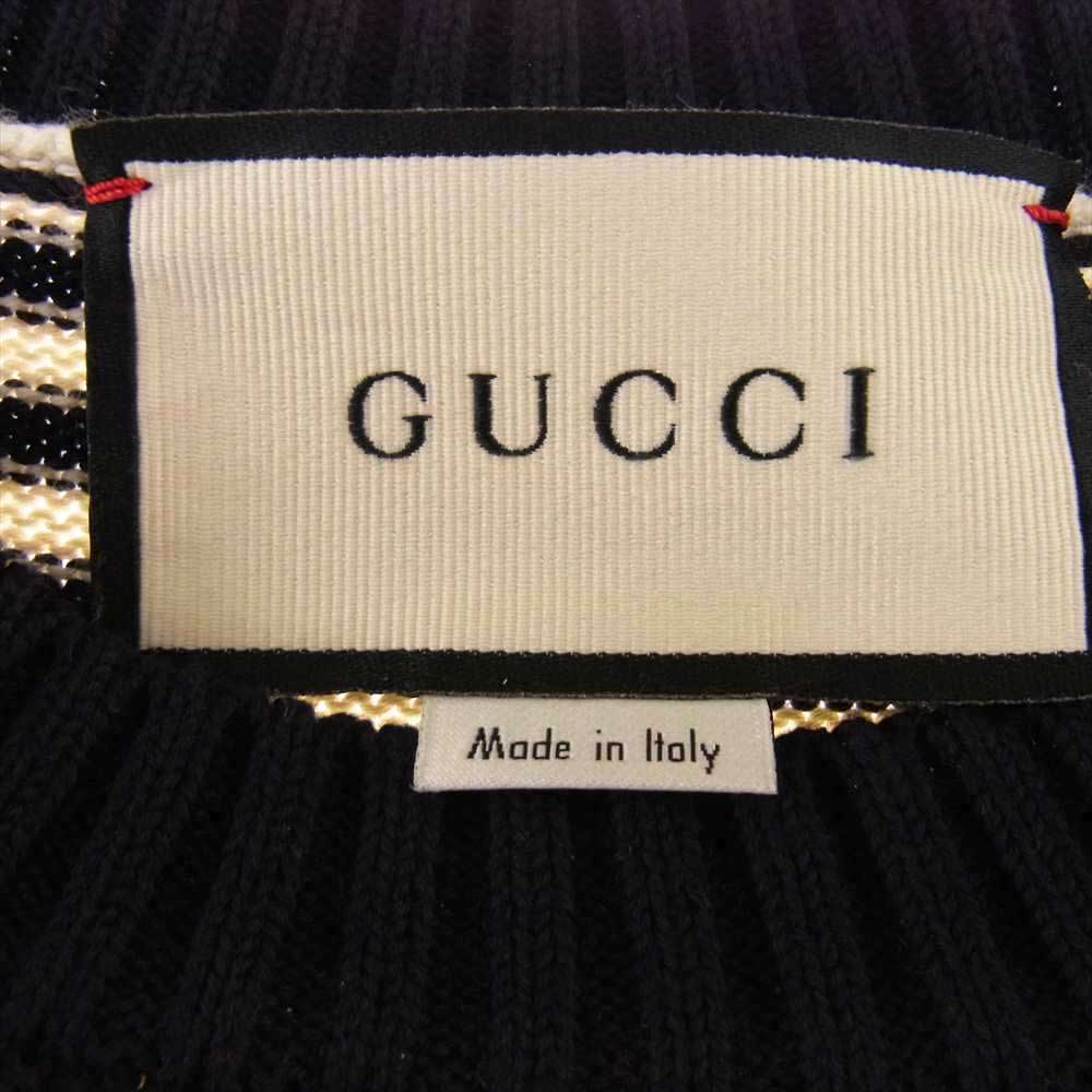 GUCCI グッチ 496458 GG ストライプ コットン ニット ブラック系 ホワイト系 M【美品】【中古】