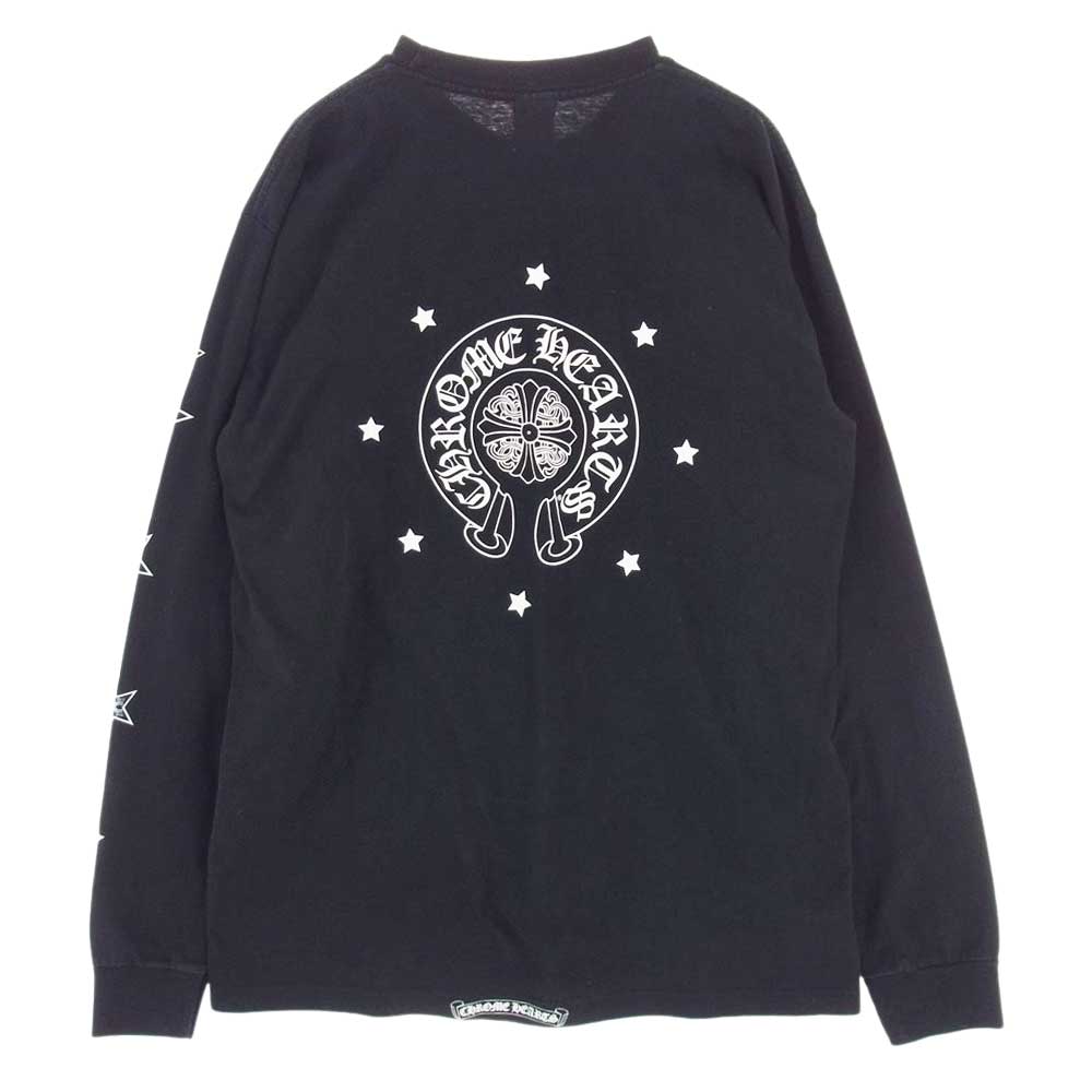 CHROME HEARTS クロムハーツ（原本無） Malibu Exclusive Stars L/S T-shirt CHプラス ホースシュー ポケット付き 長袖Tシャツ ブラック系 L【中古】