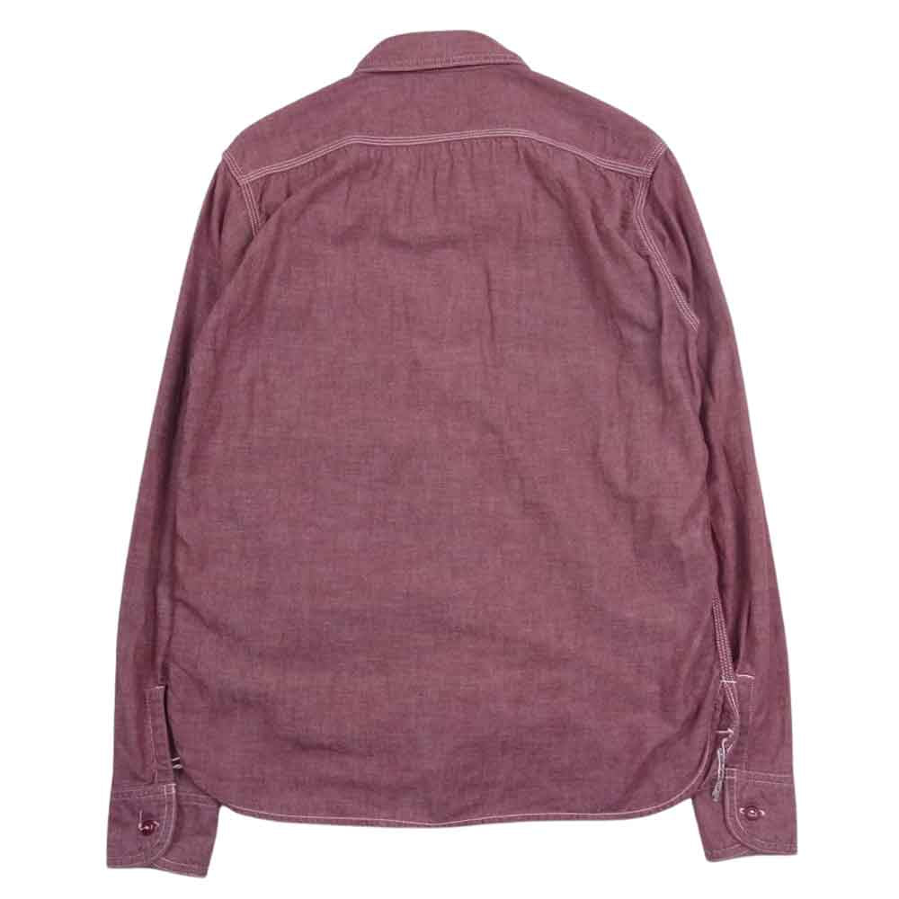 MOMOTARO JEANS 桃太郎ジーンズ シャンブレー ワーク シャツ エンジ系 36【中古】