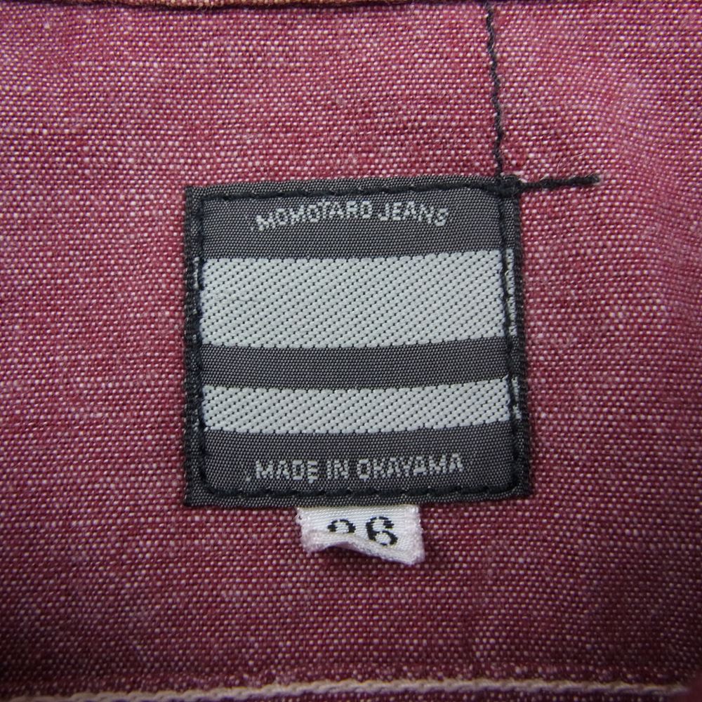 MOMOTARO JEANS 桃太郎ジーンズ シャンブレー ワーク シャツ エンジ系 36【中古】