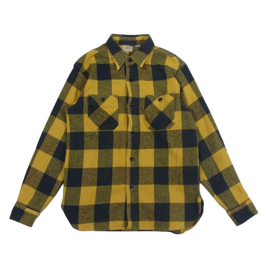 SUGAR CANE シュガーケーン TWILL CHECK L/S WORK SHIRT ツイル チェック ワーク シャツ イエロー系 S【中古】