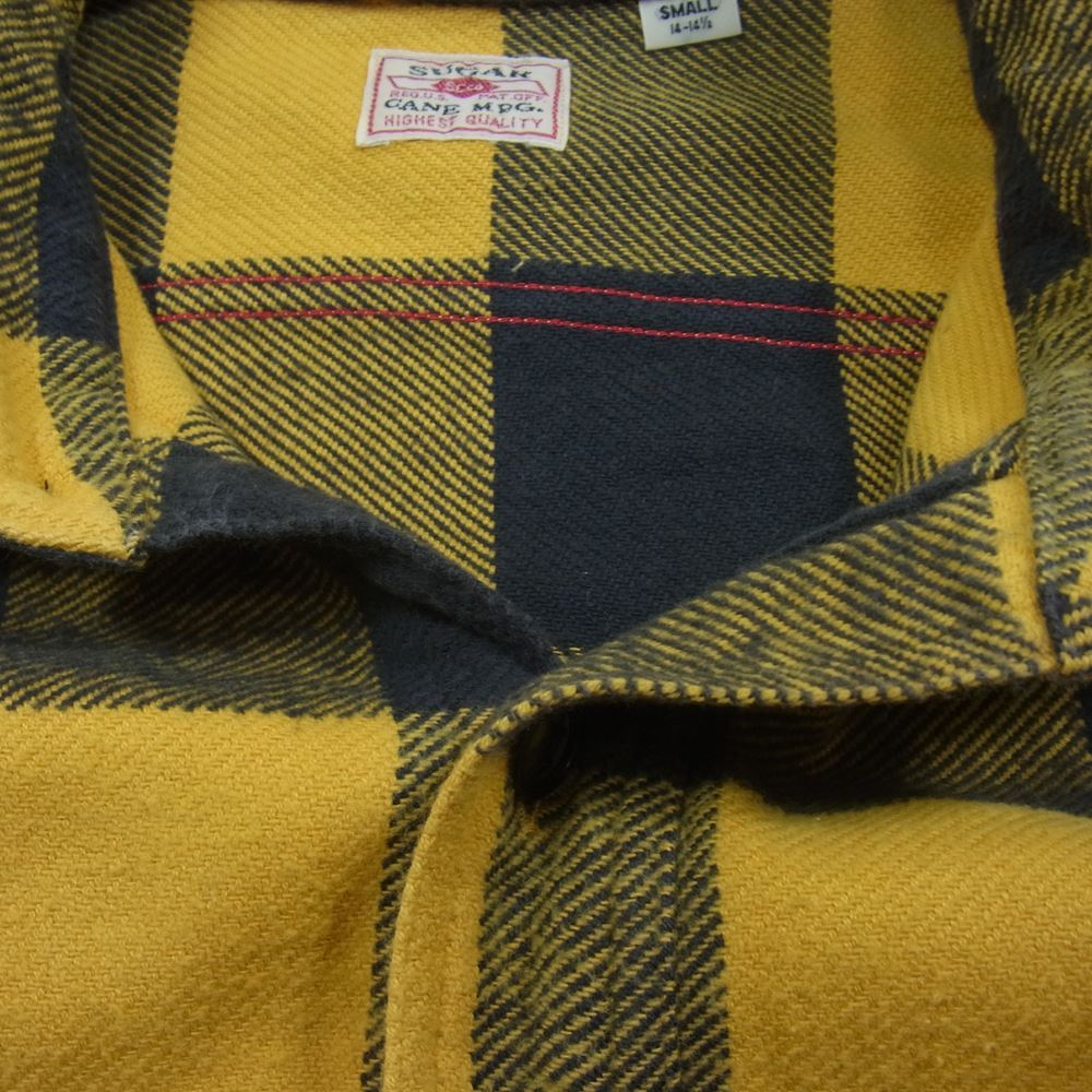 SUGAR CANE シュガーケーン TWILL CHECK L/S WORK SHIRT ツイル チェック ワーク シャツ イエロー系 S【中古】