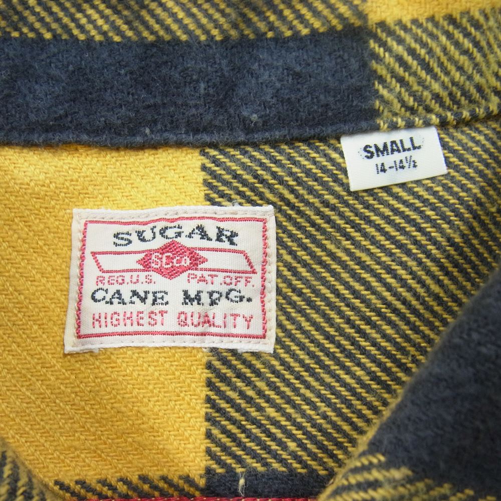 SUGAR CANE シュガーケーン TWILL CHECK L/S WORK SHIRT ツイル チェック ワーク シャツ イエロー系 S【中古】