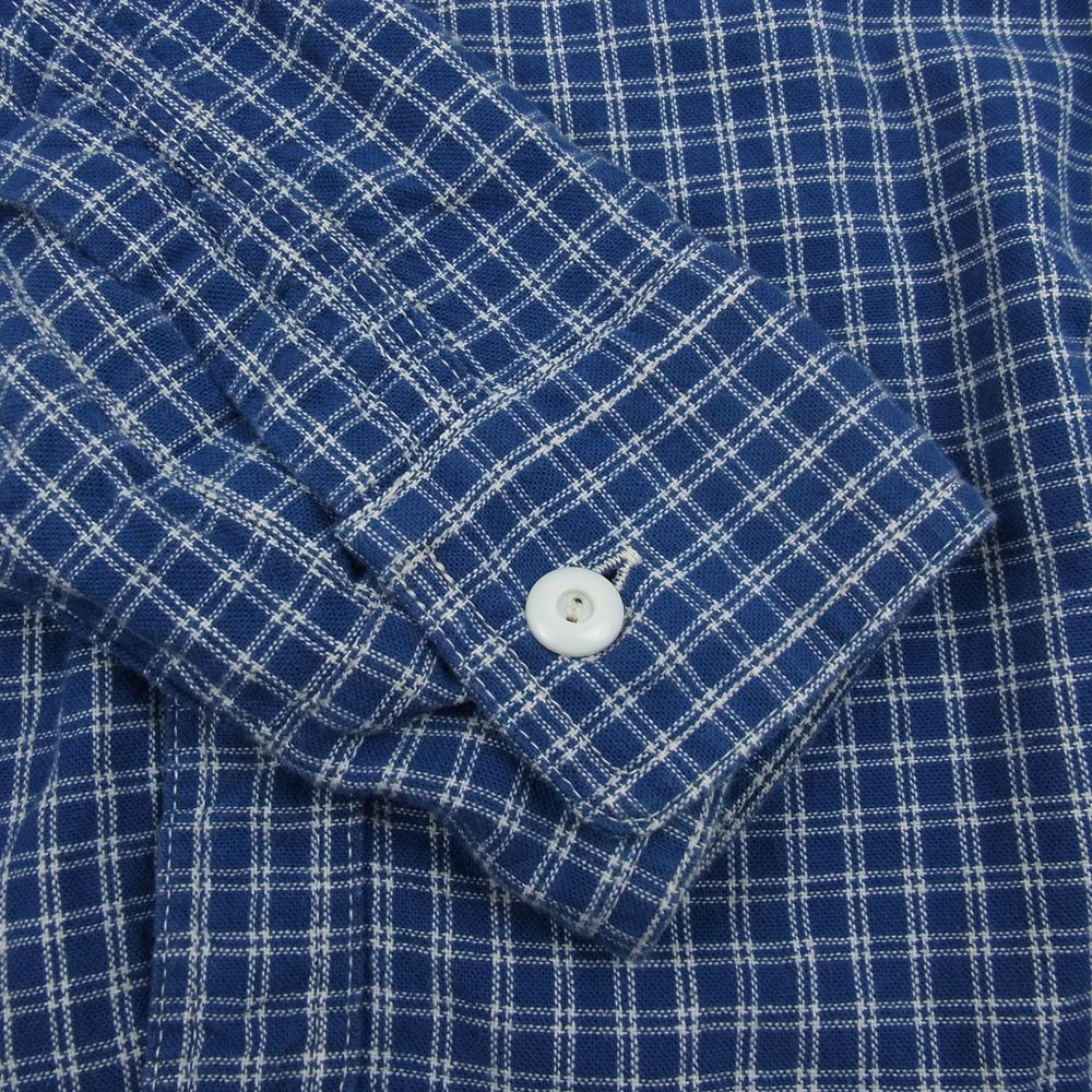 Pherrow's フェローズ ラウンドヨーク チェック ワーク シャツ ネイビー系 S【中古】