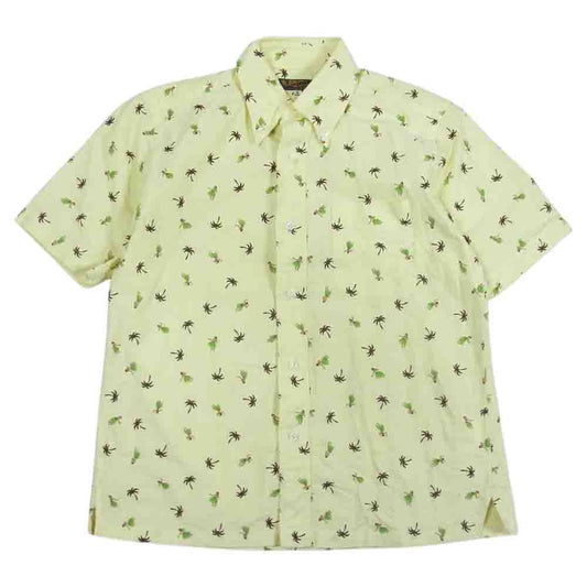 SUN SURF サンサーフ SS34973 HAWAIIAN SHIRT MERMAIDS HULA DANCER ハワイアン シャツ ボタンダウン 半袖 シャツ イエロー系 S【中古】