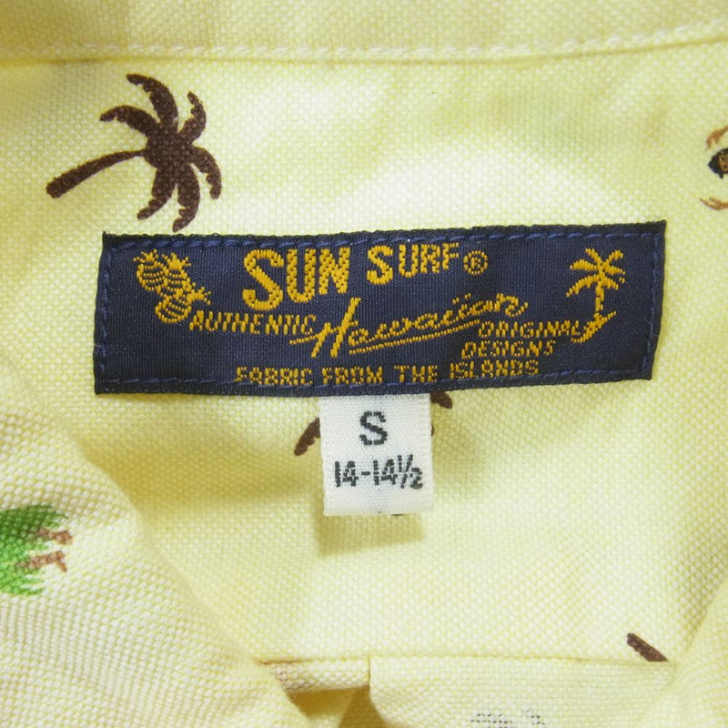 SUN SURF サンサーフ SS34973 HAWAIIAN SHIRT MERMAIDS HULA DANCER ハワイアン シャツ ボタンダウン 半袖 シャツ イエロー系 S【中古】