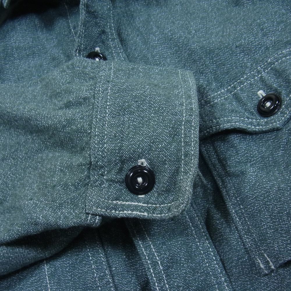The REAL McCOY'S ザリアルマッコイズ 409 DOUBLE DIAMOND TWIST CHAMBRAY SHIRT シャンブレー シャツ グリーン系 14【中古】