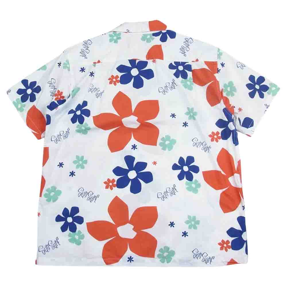 SUN SURF サンサーフ SS37922 Masked Marvel COTTON S/S OPEN SHIRT ABSTRACT FLOWER アロハ シャツ ホワイト系 S【中古】