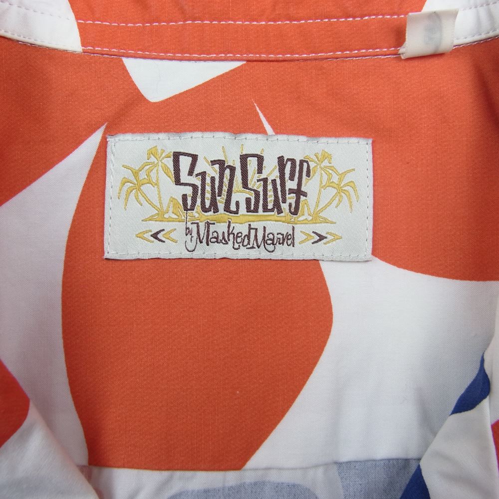 SUN SURF サンサーフ SS37922 Masked Marvel COTTON S/S OPEN SHIRT ABSTRACT FLOWER アロハ シャツ ホワイト系 S【中古】