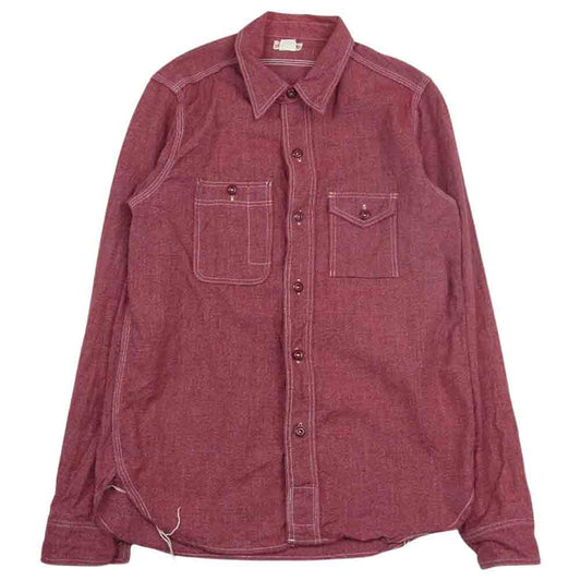 The REAL McCOY'S ザリアルマッコイズ DOUBLE DIAMOND TWIST CHAMBRAY SHIRT シャンブレー シャツ RED系 レッド系 14【中古】