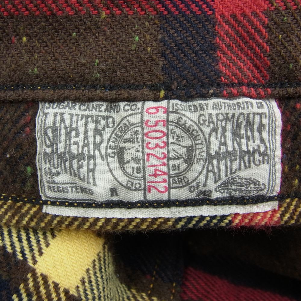 SUGAR CANE シュガーケーン SC28005 FICTON ROMANCE コレクション トロイブランケット ワークシャツ ブラウン系 S【美品】【中古】