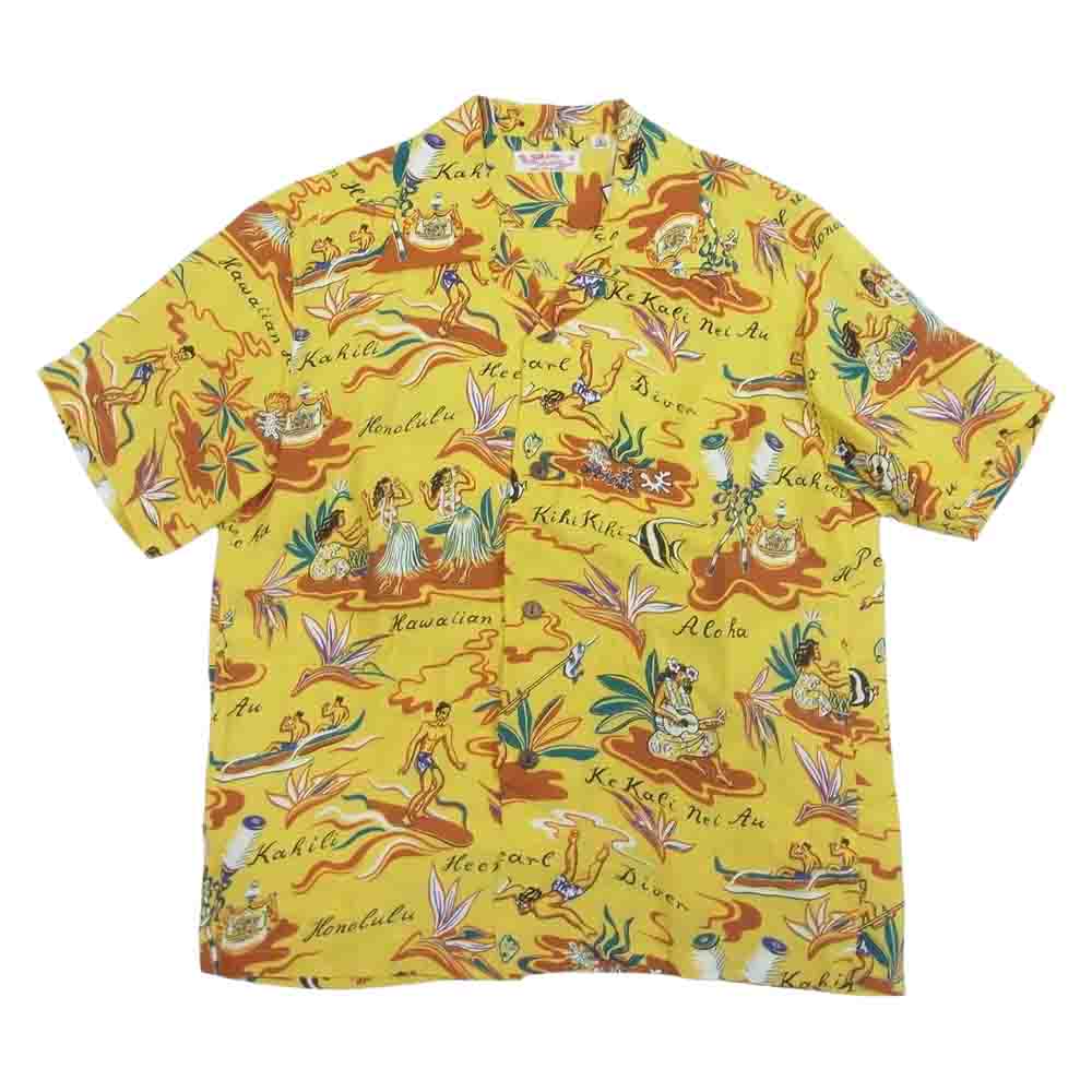 SUN SURF サンサーフ SS37771 HAWAIIAN SHIRT HAWAIIAN HULA ハワイアン シャツ アロハシャツ イエロー系 S【中古】