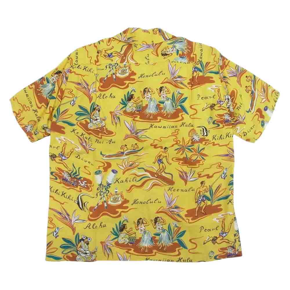 SUN SURF サンサーフ SS37771 HAWAIIAN SHIRT HAWAIIAN HULA ハワイアン シャツ アロハシャツ イエロー系 S【中古】
