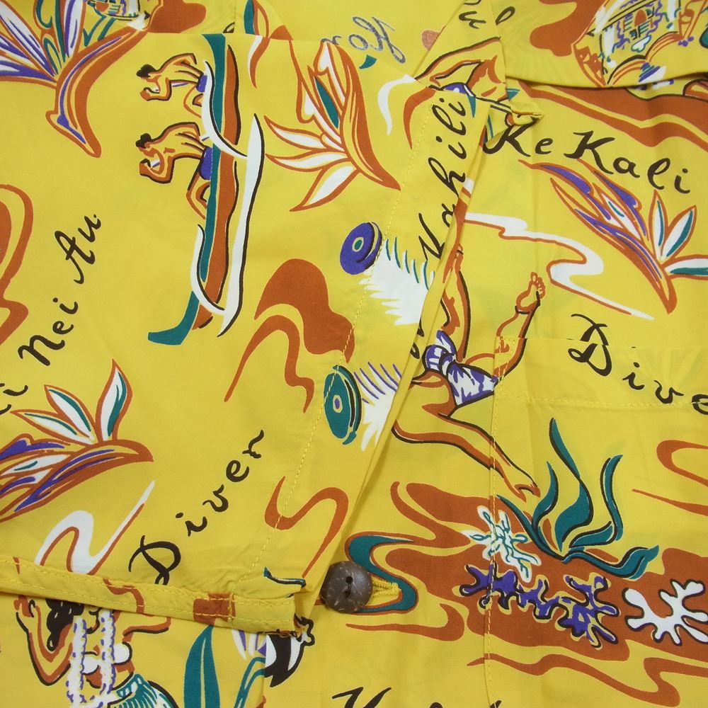 SUN SURF サンサーフ SS37771 HAWAIIAN SHIRT HAWAIIAN HULA ハワイアン シャツ アロハシャツ イエロー系 S【中古】