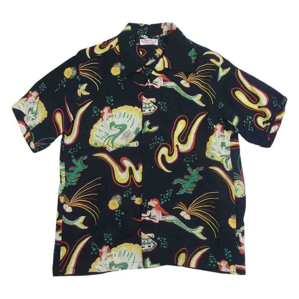 SUN SURF サンサーフ SS38031 HAWAIIAN SHIRT MERMAIDS ハワイアン シャツ アロハシャツ ブラック系 S【中古】