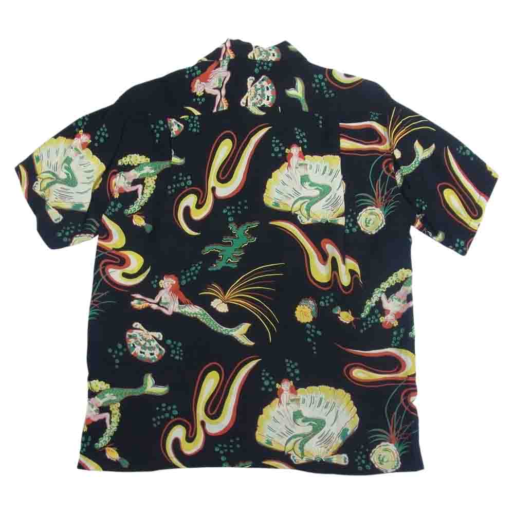 SUN SURF サンサーフ SS38031 HAWAIIAN SHIRT MERMAIDS ハワイアン シャツ アロハシャツ ブラック系 S【中古】