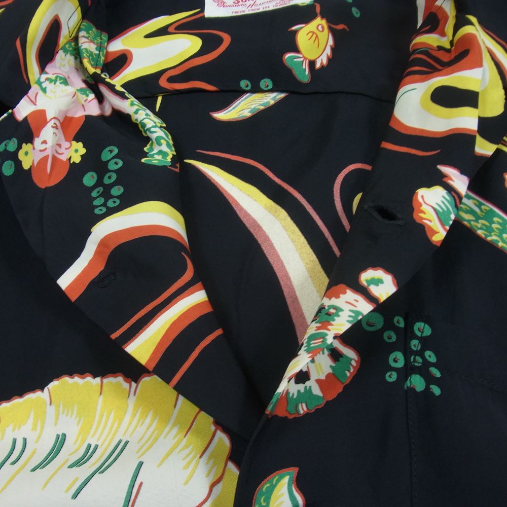 SUN SURF サンサーフ SS38031 HAWAIIAN SHIRT MERMAIDS ハワイアン シャツ アロハシャツ ブラック系 S【中古】