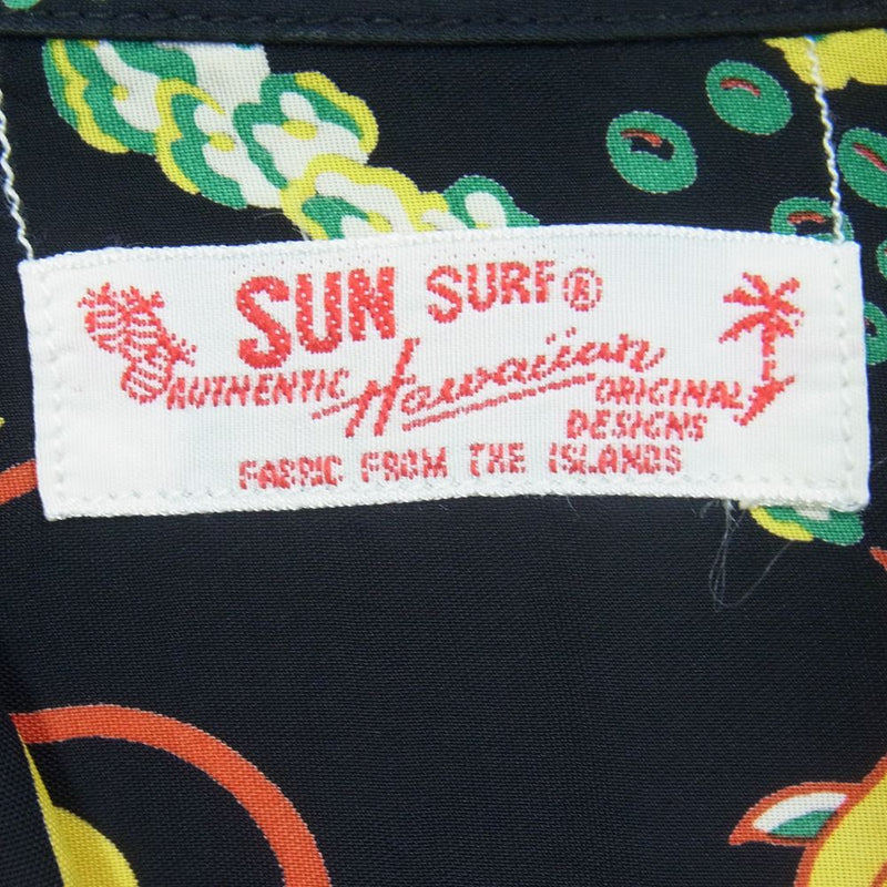 SUN SURF サンサーフ SS38031 HAWAIIAN SHIRT MERMAIDS ハワイアン シャツ アロハシャツ ブラック系 S【中古】
