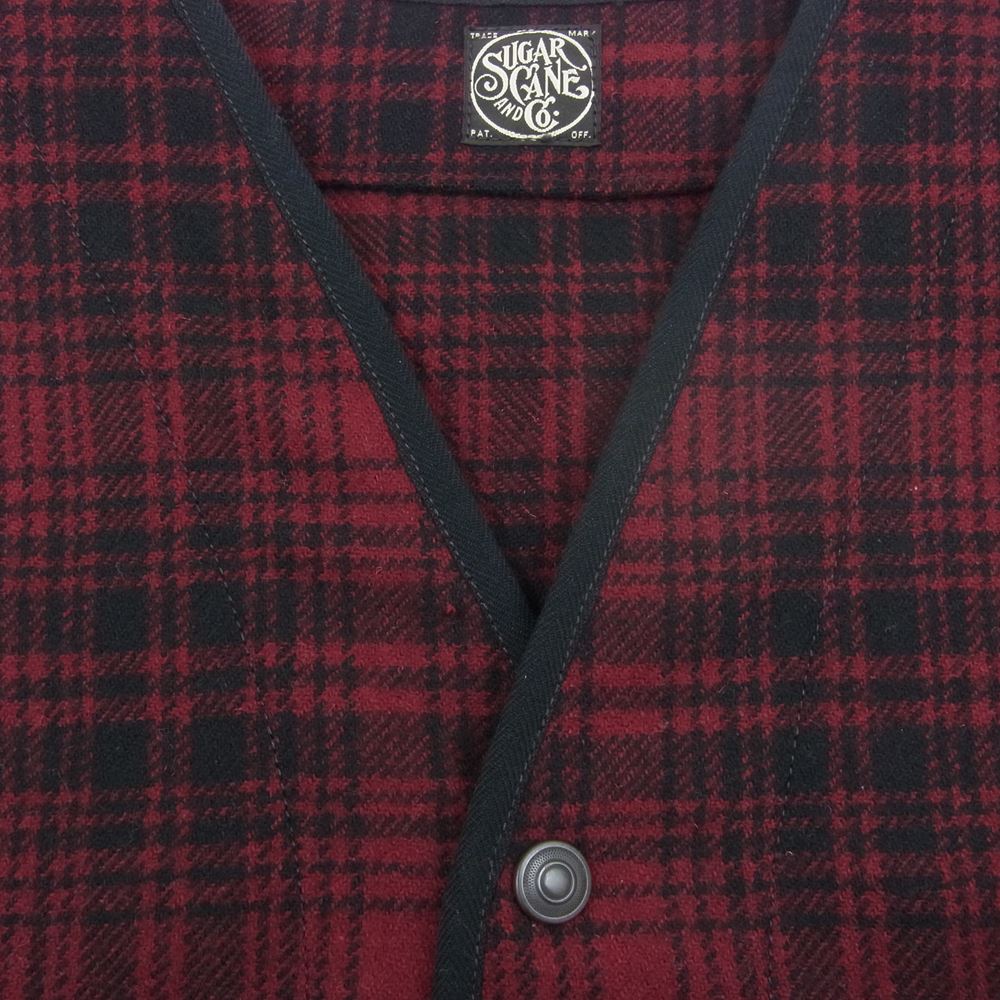 SUGAR CANE シュガーケーン SC13207 FICTION ROMANCE 21.25oz.WOOL CHECK CRUISER VEST ベスト レッド系 36【中古】
