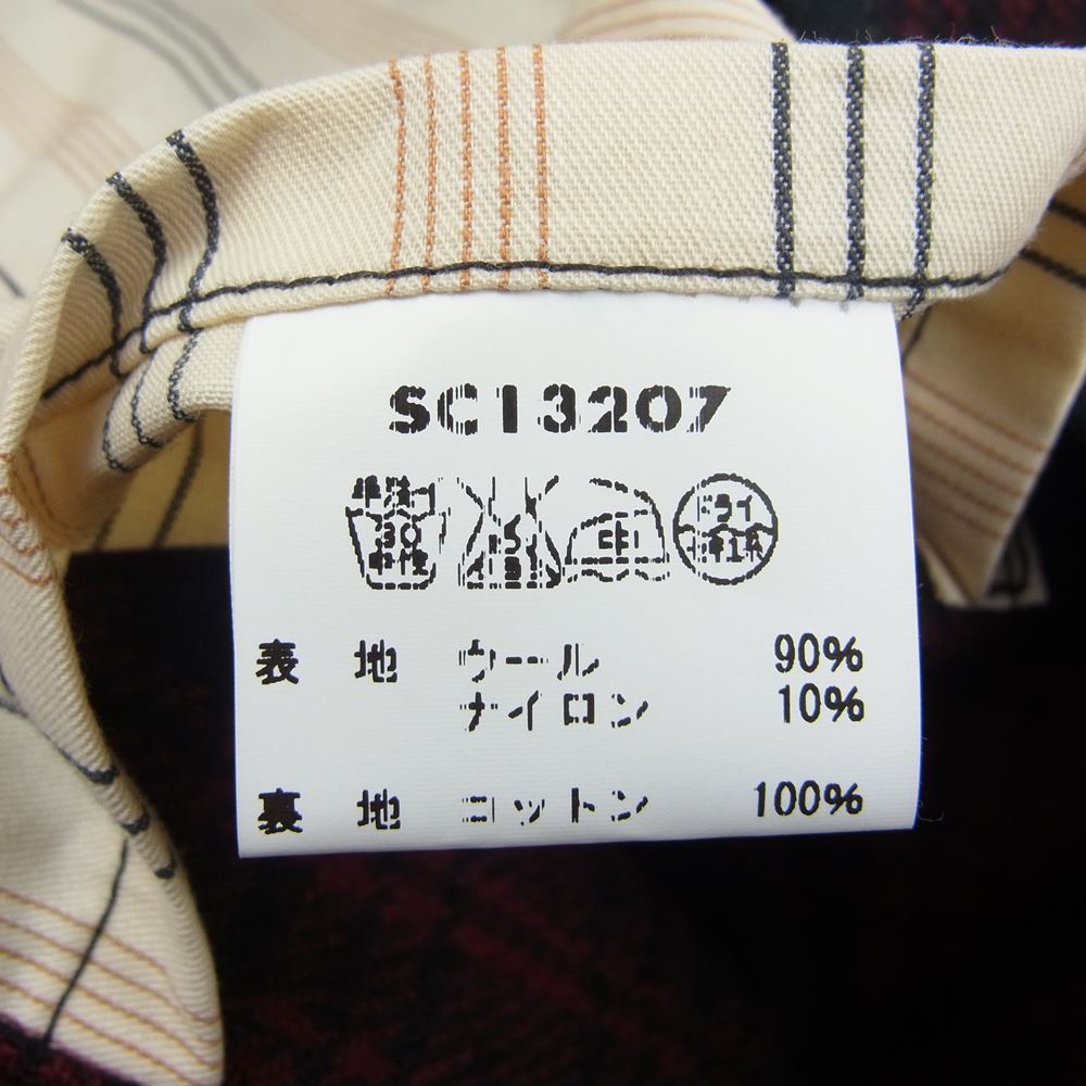 SUGAR CANE シュガーケーン SC13207 FICTION ROMANCE 21.25oz.WOOL CHECK CRUISER VEST ベスト レッド系 36【中古】