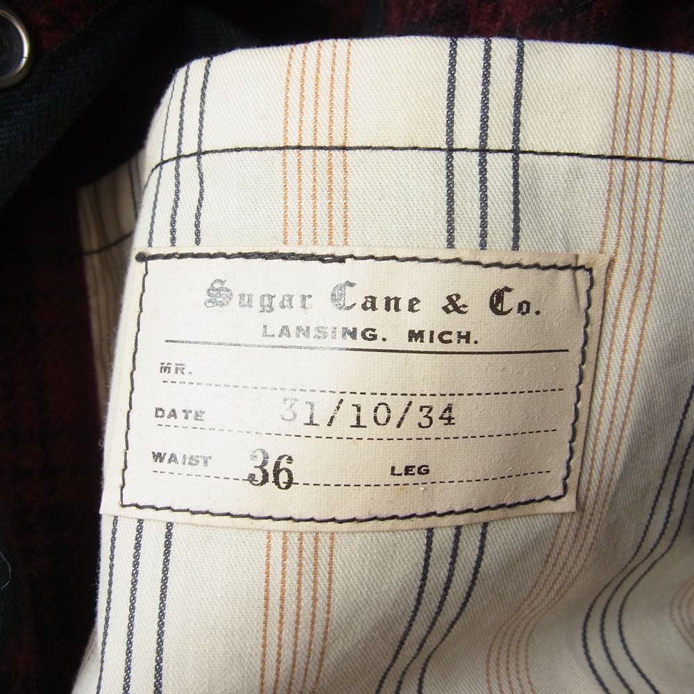 SUGAR CANE シュガーケーン SC13207 FICTION ROMANCE 21.25oz.WOOL CHECK CRUISER VEST ベスト レッド系 36【中古】