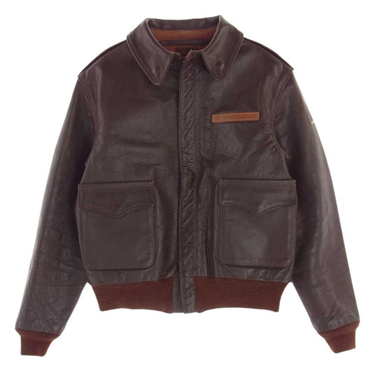 The REAL McCOY'S ザリアルマッコイズ V-HILLS A-2 レザー フライト ジャケット ブラウン系 36【中古】