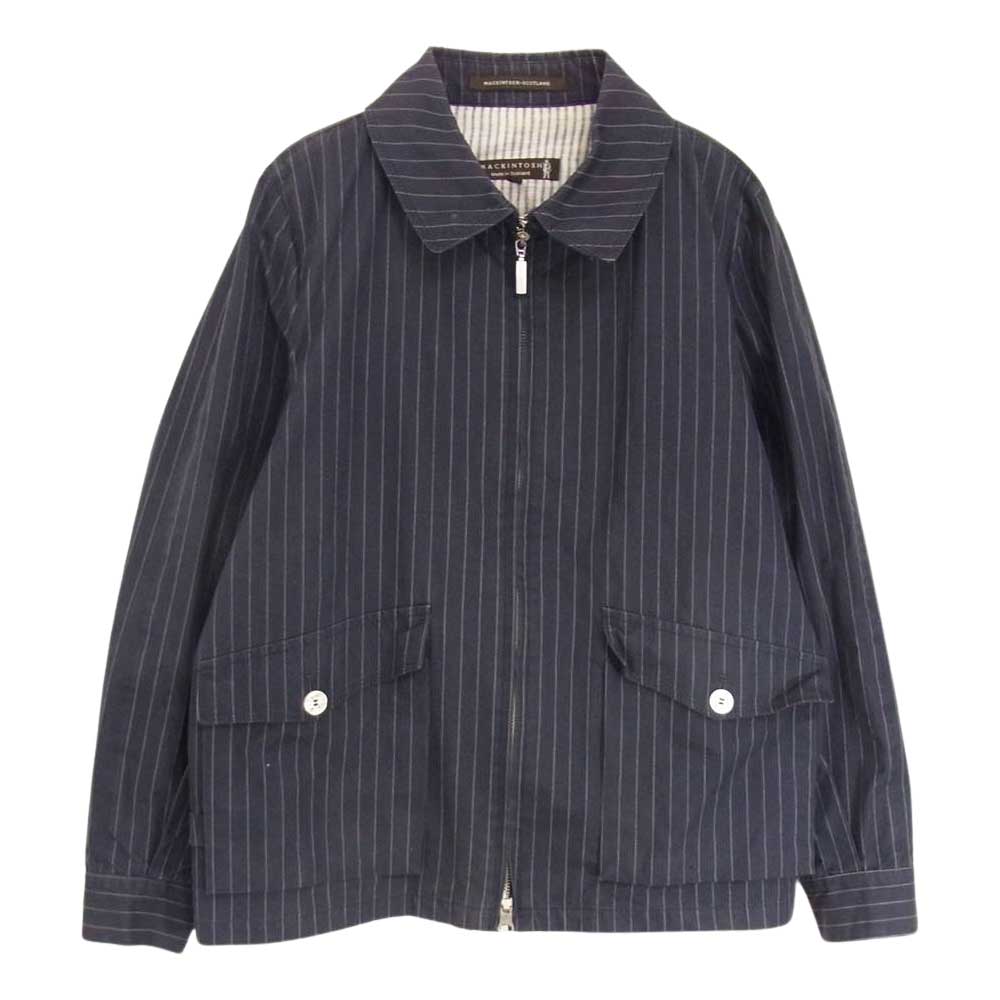 Mackintosh マッキントッシュ 英国製 ウォータープルーフ加工 フルジップ ストライプ ジャケット ネイビー系 38【中古】