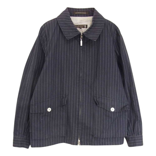Mackintosh マッキントッシュ 英国製 ウォータープルーフ加工 フルジップ ストライプ ジャケット ネイビー系 38【中古】