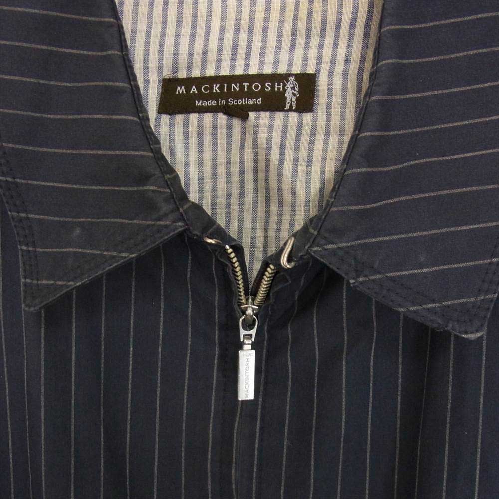 Mackintosh マッキントッシュ 英国製 ウォータープルーフ加工 フルジップ ストライプ ジャケット ネイビー系 38【中古】