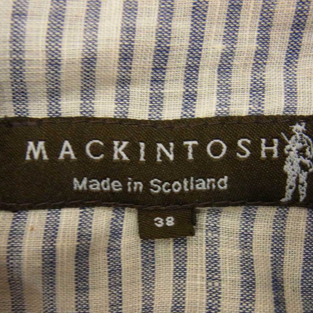 Mackintosh マッキントッシュ 英国製 ウォータープルーフ加工 フルジップ ストライプ ジャケット ネイビー系 38【中古】