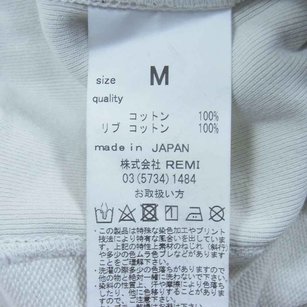 REMI RELIEF レミレリーフ ダメージ加工 両Vガゼット クルーネック スウェット トレーナー オフホワイト系 M【中古】