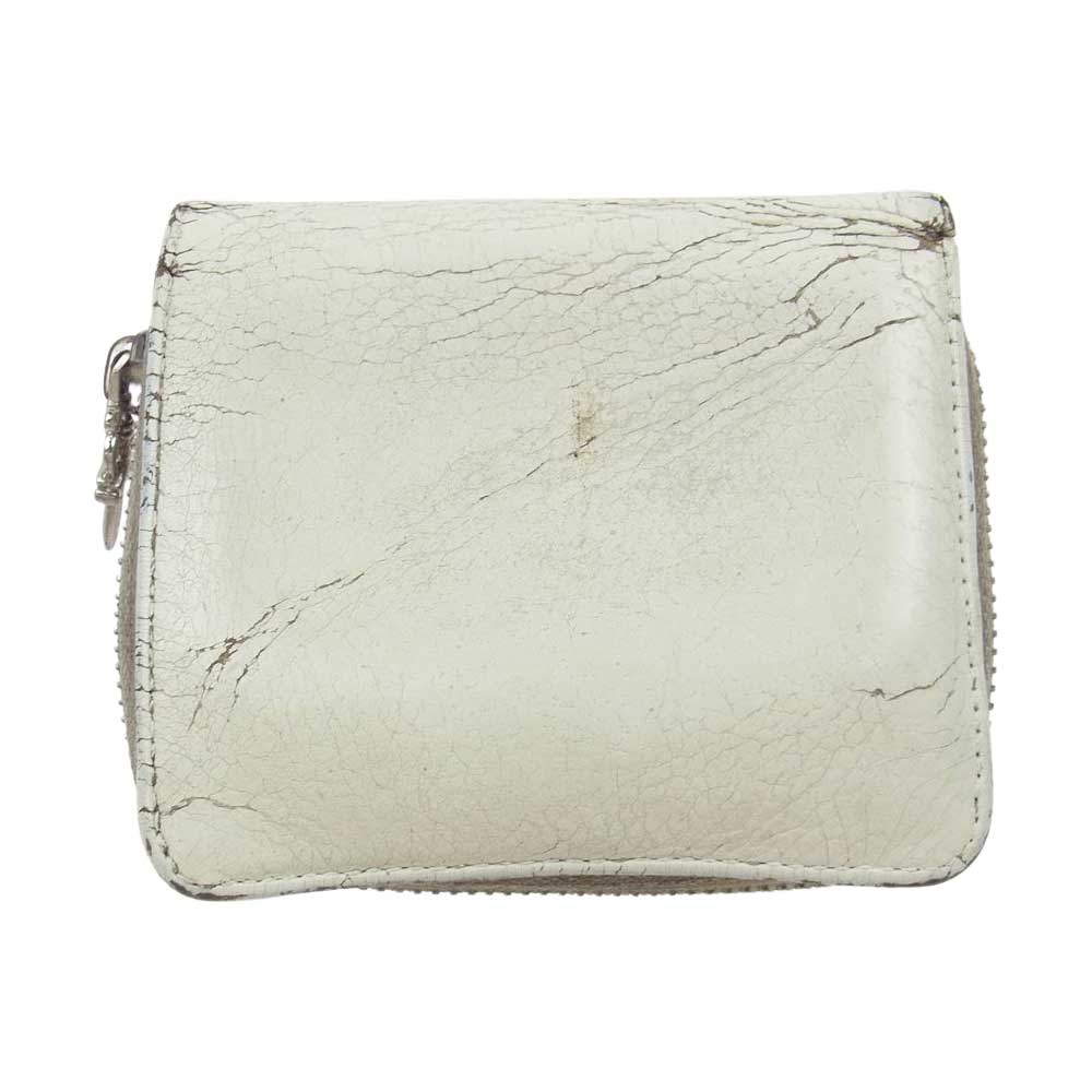 CHROME HEARTS クロムハーツ（原本無） SQ ZIP BILL スクエア ジップ ビル ラウンドジップ レザー ウォレット 財布 ホワイト系【中古】