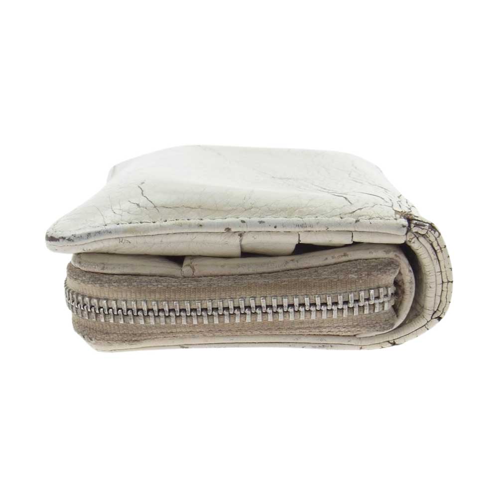 CHROME HEARTS クロムハーツ（原本無） SQ ZIP BILL スクエア ジップ ビル ラウンドジップ レザー ウォレット 財布 ホワイト系【中古】