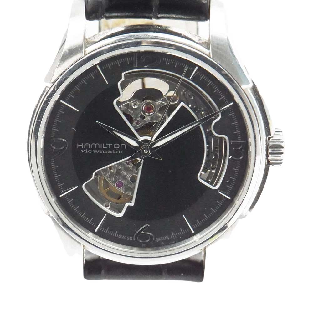HAMILTON ハミルトン H325650 ギャンランティー付 Jazzmaster viewmatic ジャズマスター ビューマチック オープンハート アナログ 自動巻き レザーベルト 時計 ウオッチ シルバー系【中古】