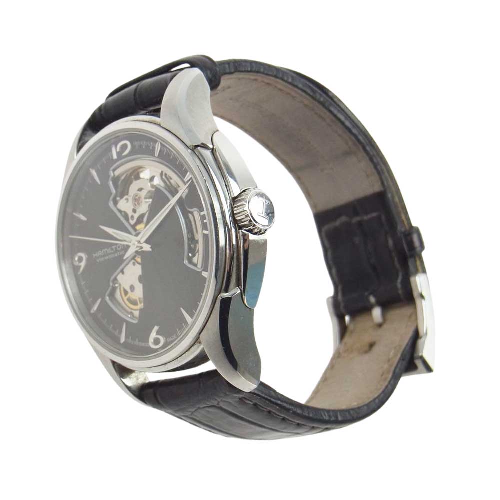 HAMILTON ハミルトン H325650 ギャンランティー付 Jazzmaster viewmatic ジャズマスター ビューマチック オープンハート アナログ 自動巻き レザーベルト 時計 ウオッチ シルバー系【中古】