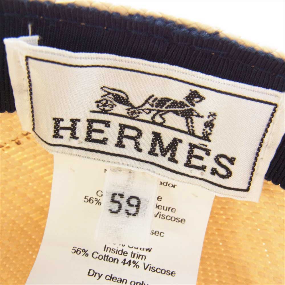HERMES エルメス 22SS Riley ライリー セリエボタン パナマ ストロー ベースボール キャップ ベージュ系 59【中古】