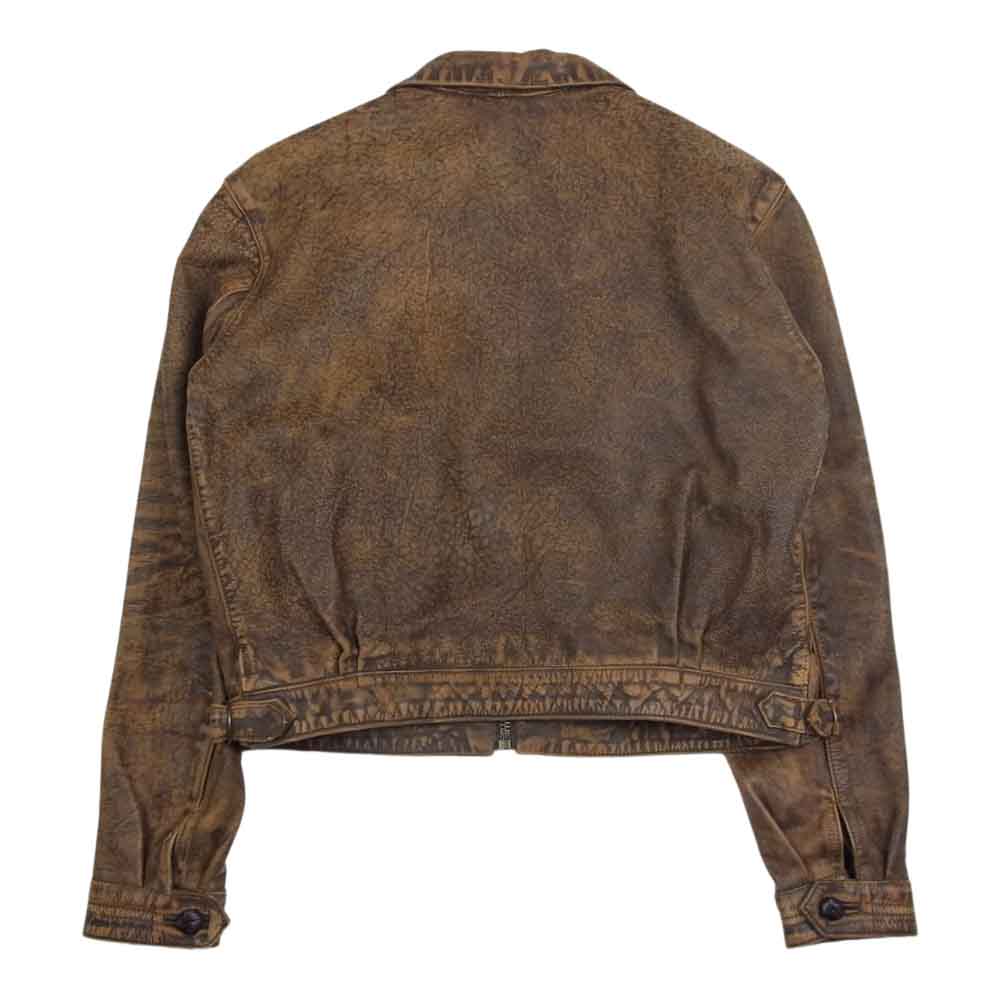 POLO RALPH LAUREN ポロ・ラルフローレン 国内正規品 ヴィンテージ加工 レザー ジャケット ブラウン系 S【中古】