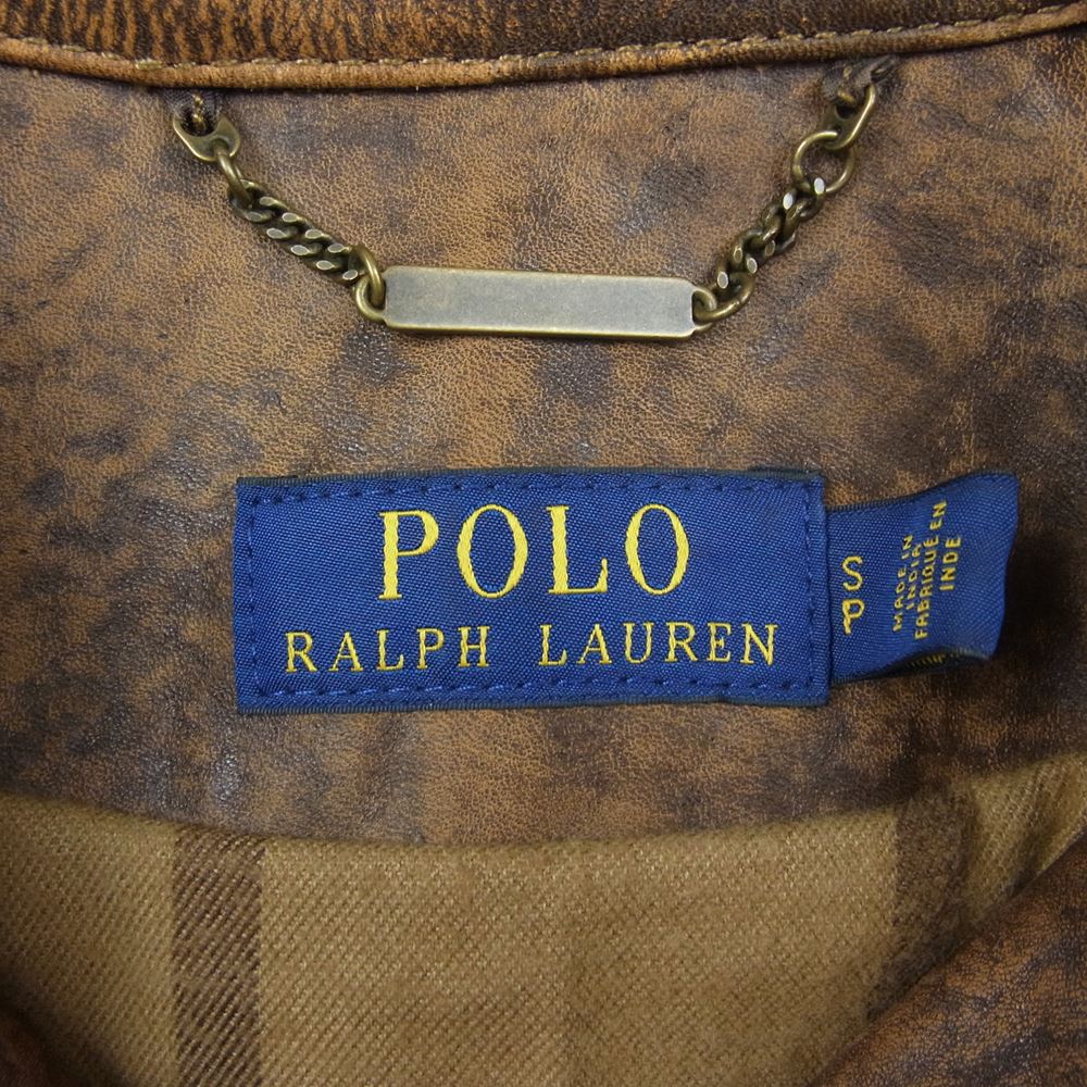 POLO RALPH LAUREN ポロ・ラルフローレン 国内正規品 ヴィンテージ加工 レザー ジャケット ブラウン系 S【中古】